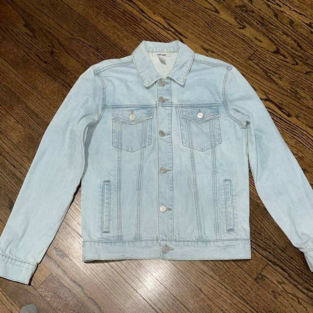 Refuge Unisex Stiff Light Denim Jacket Size Small
